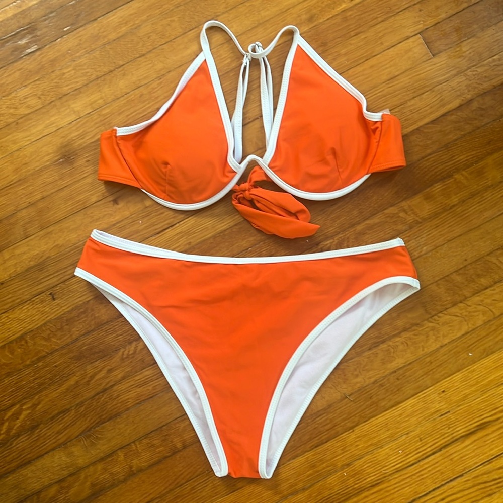 Orange and white bikini